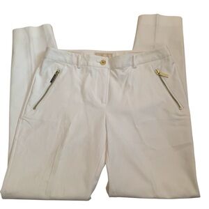 Michael Kors White Pants with Gold Button